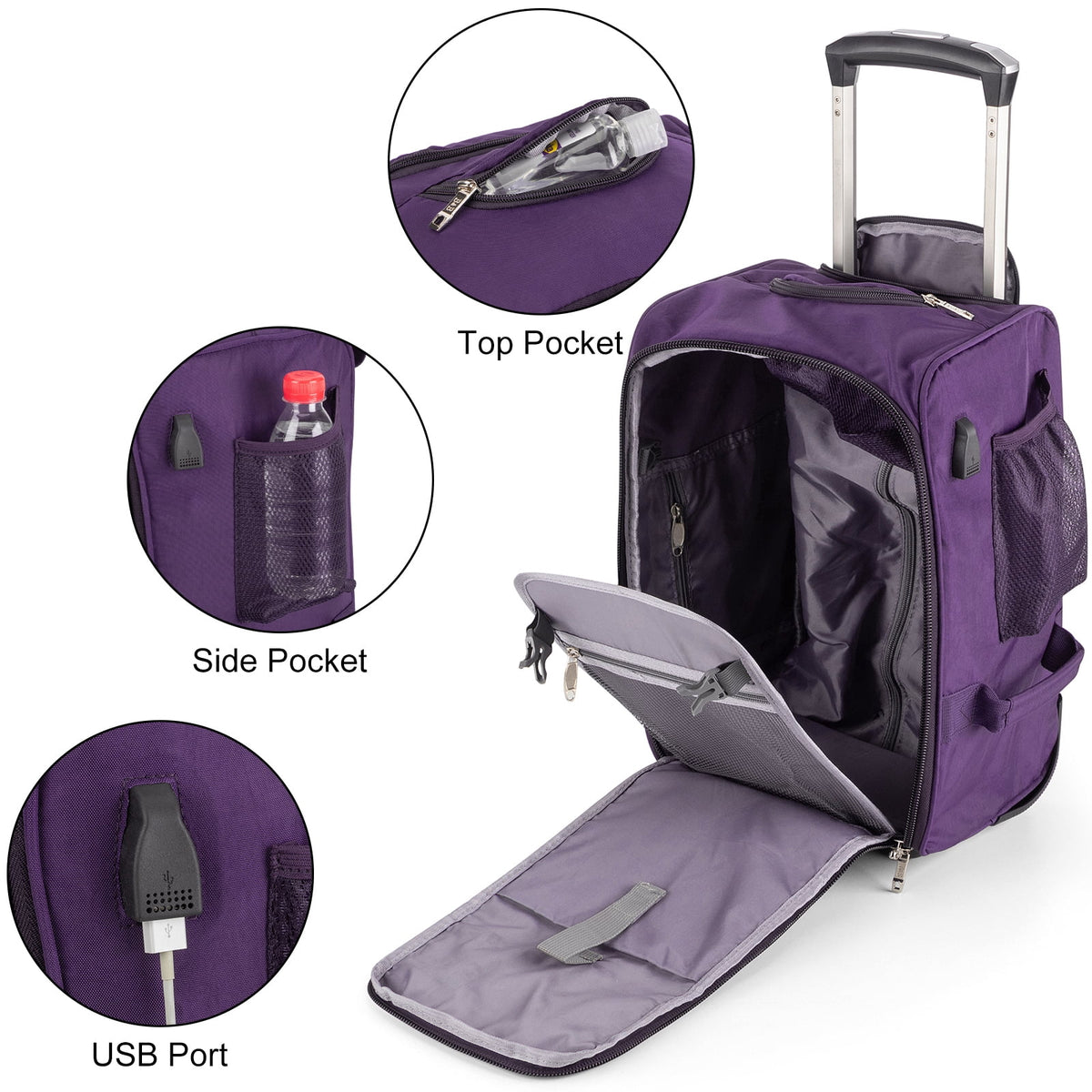 17" Rolling Personal Item Under Seat Duffel for United Airlines