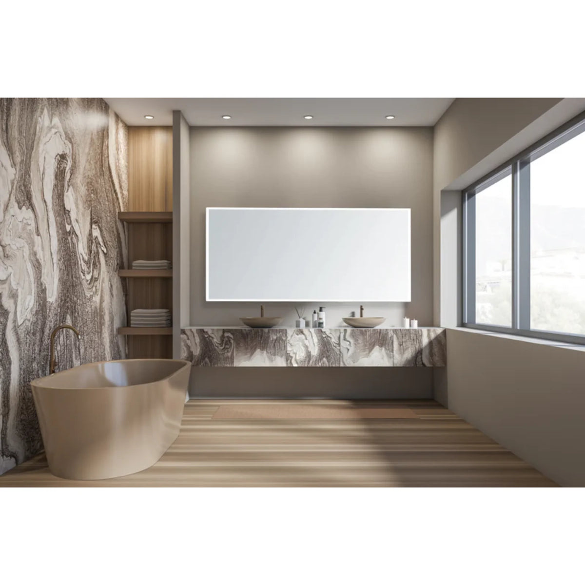 Modern Mirrors Astral Lighted Bathroom Vanity Mirror, Wall Mirror with Dimmable Daylight LED Lighting