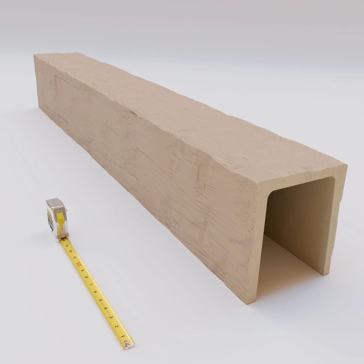 Ekena Millwork 3 1/2"W x 3 1/2"H x 120"L 3-Sided (U-Beam) Reclaimed Axed Cut HeritageTimber Faux Wood Ceiling Beam, Kona Brown