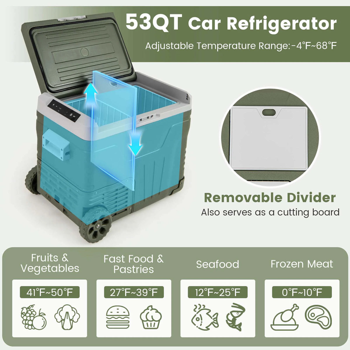 Costway 12 Volt Car Refrigerator 37 QT Portable Car Fridge with -4℉~68℉ Adjustable Range
