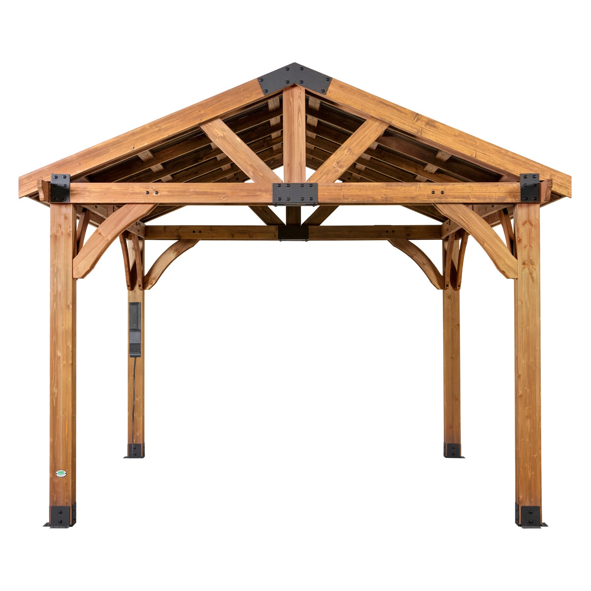 Backyard Discovery Arlington 12'x12' Cedar Wood Gazebo, Galvanized Steel Roof, PowerPort