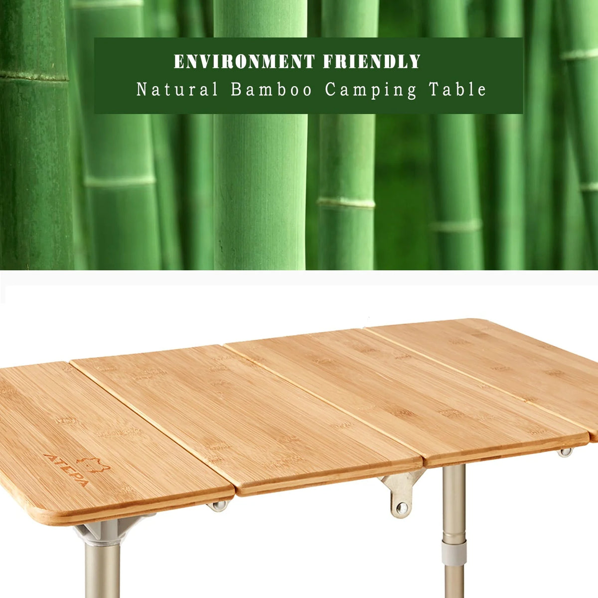 ATEPA Camping Folding Bamboo Table Portable Camp Outdoor Table with Carrying Bag, 23.6"*15.7"