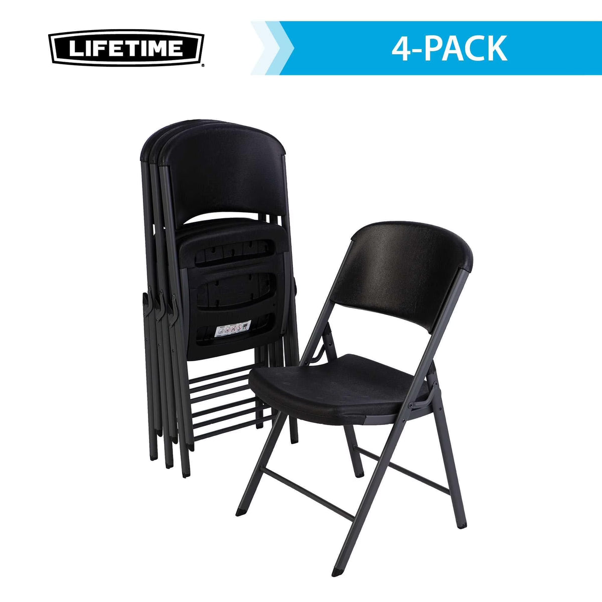 Lifetime Folding Chair, Indoor/Outdoor Commercial, White Granite, 4 Pack (42804)