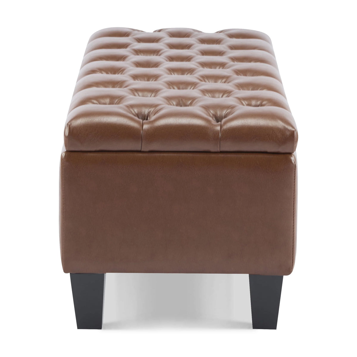 Furniliving Modern Upholstered Button Tufted Storage Ottoman Entryway Bench, Ivory