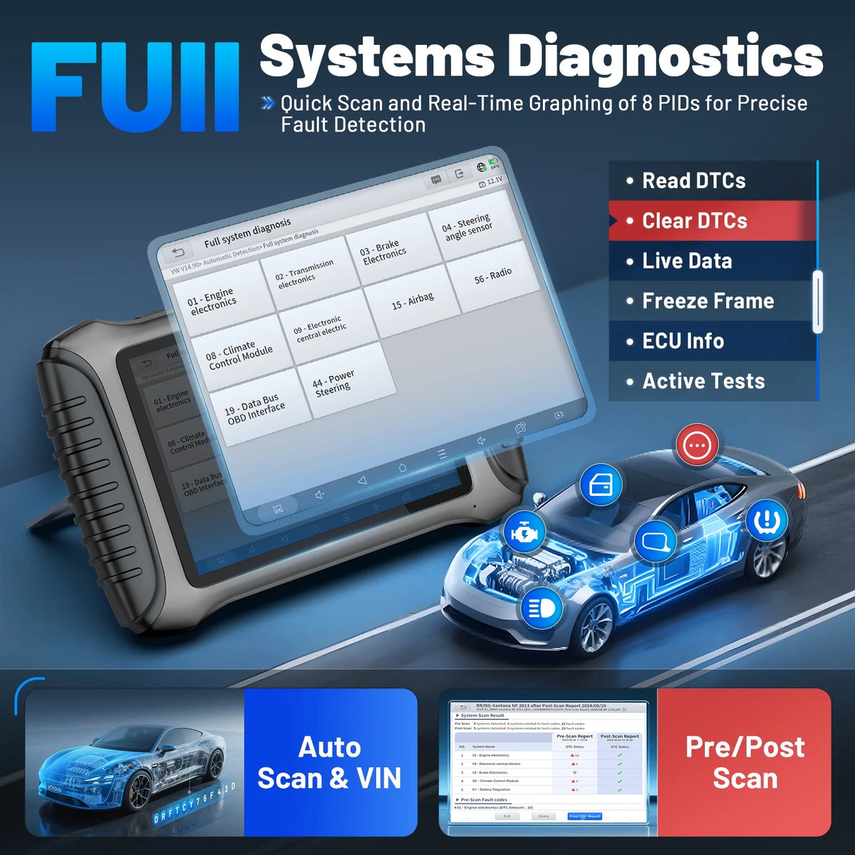 XTOOL X100 Pad 3 Automotive OBD2 Scanner with Bidirectional Control Full System Diagnostic Scan Tool Key Fob Programmer, 38 Services