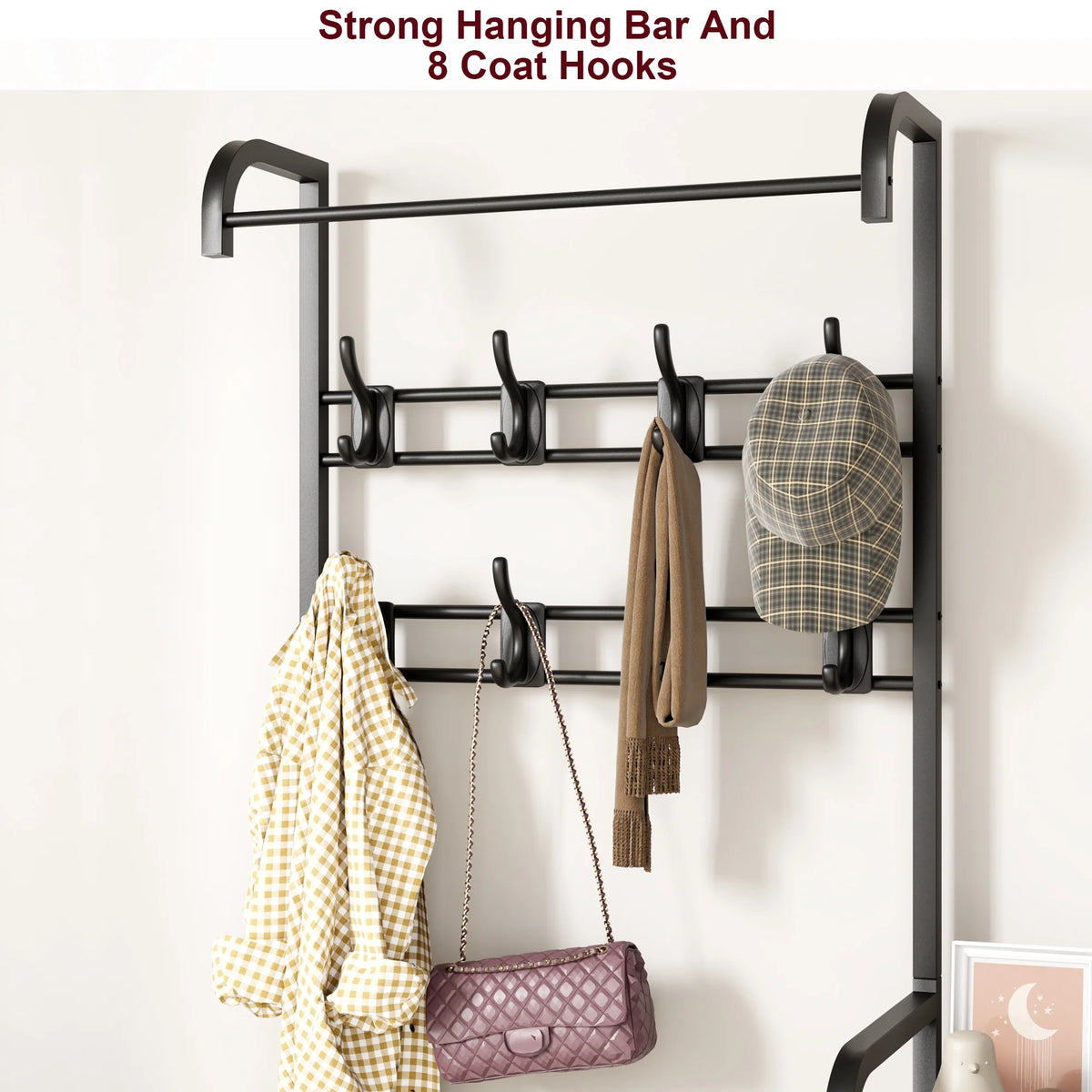 Zzistar Hall Tree Storage Bench, Coat Rack Shoe Bench with Storage Drawer, 5 in 1 Coat Tree Storage Shelf with 8 Hooks