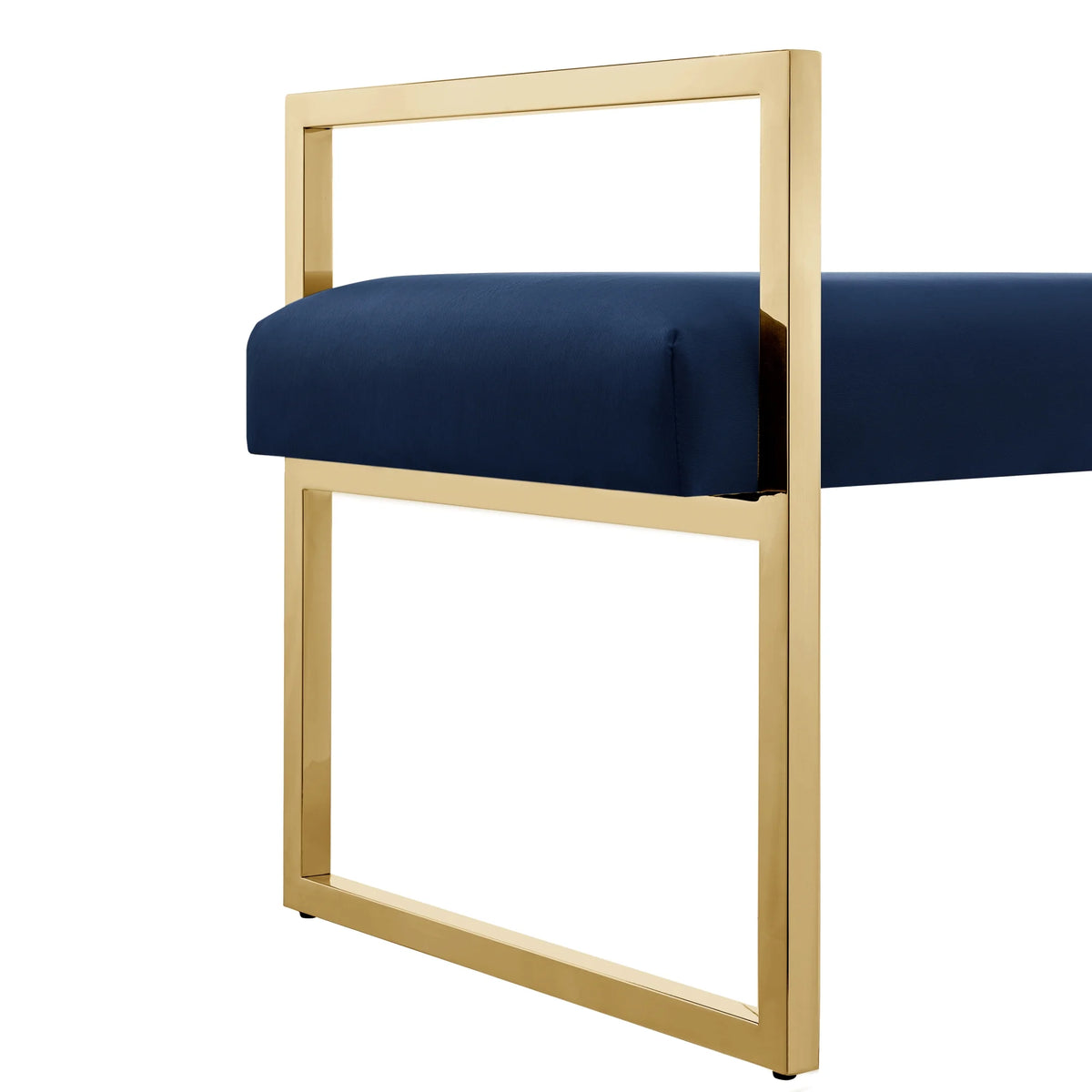 Madisen Velvet Bench with Gold Frame, Navy