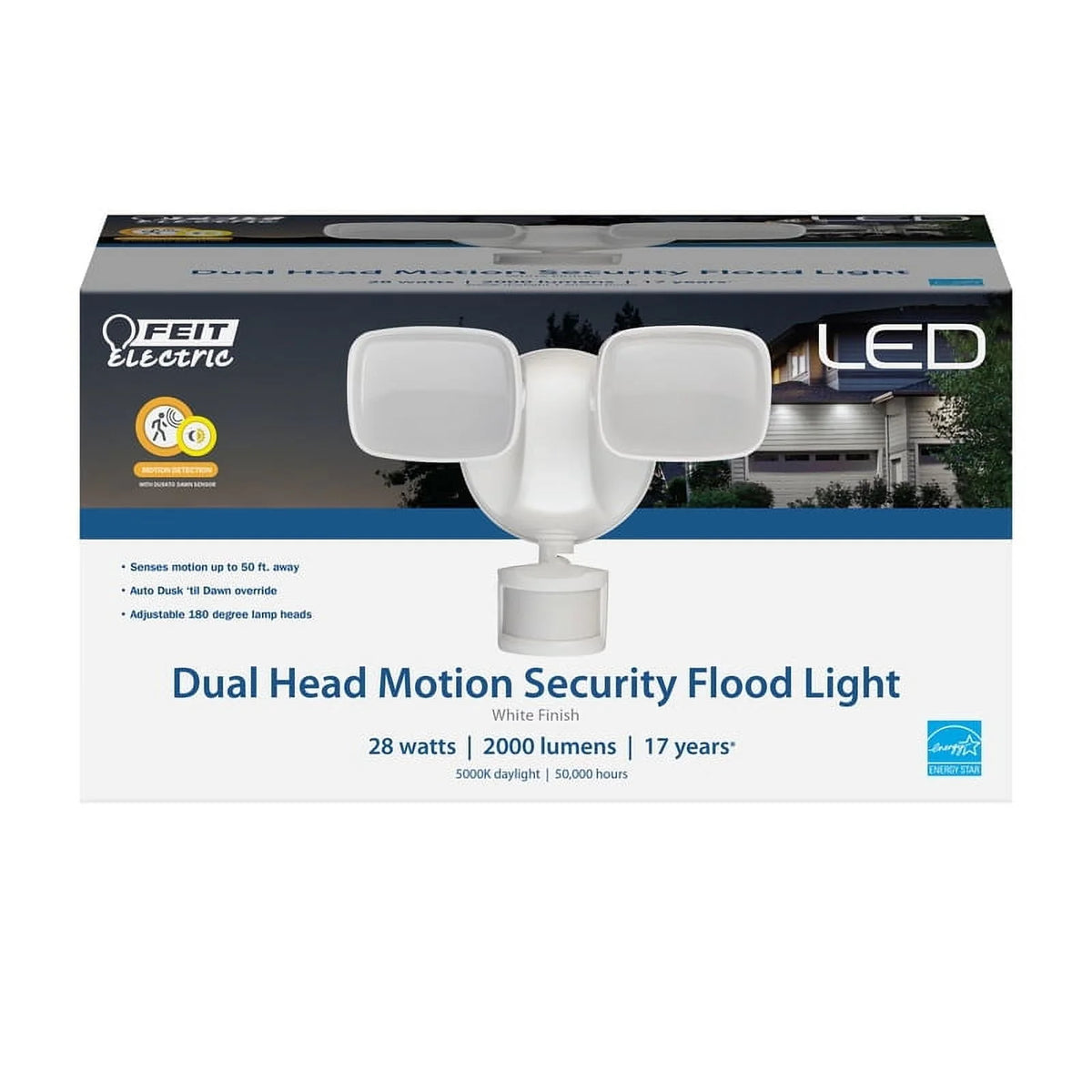 FEIT Electric Motion-Sensing Hardwired LED White Security Floodlight