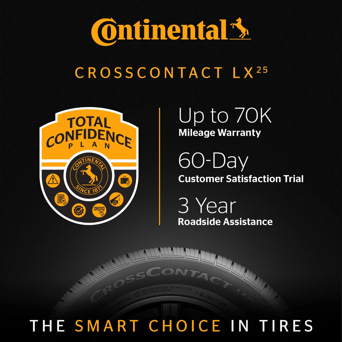 Continental CrossContact LX25 All Season 225/55R18 98H SUV/Crossover Tire
