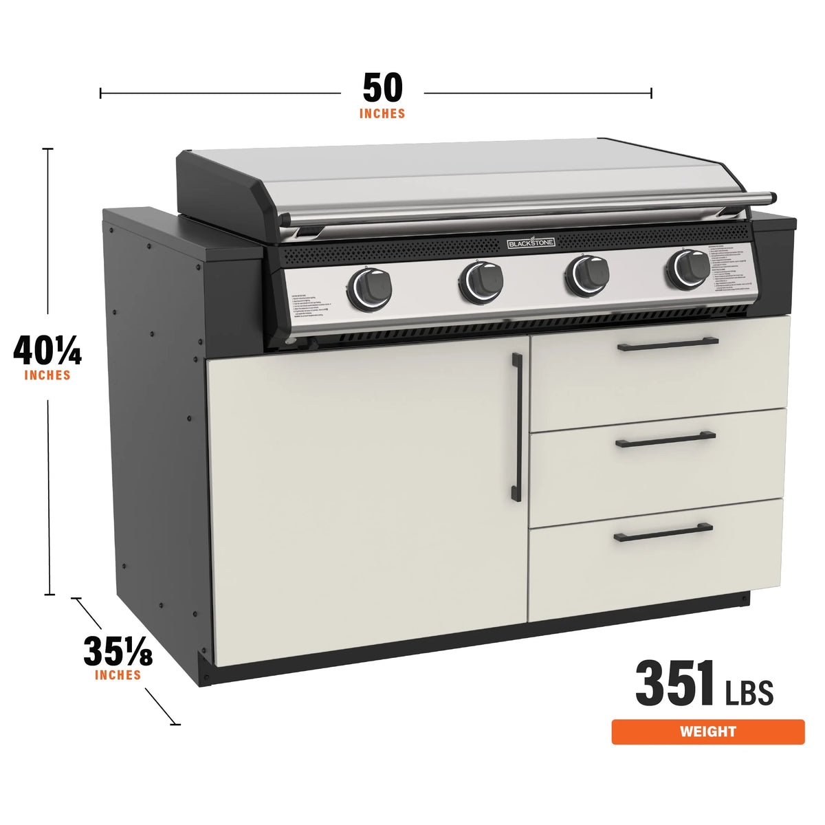 Blackstone Kitchen 50" Outdoor Kitchen Cabinet Module 4-Burner 36" Built-In Griddle