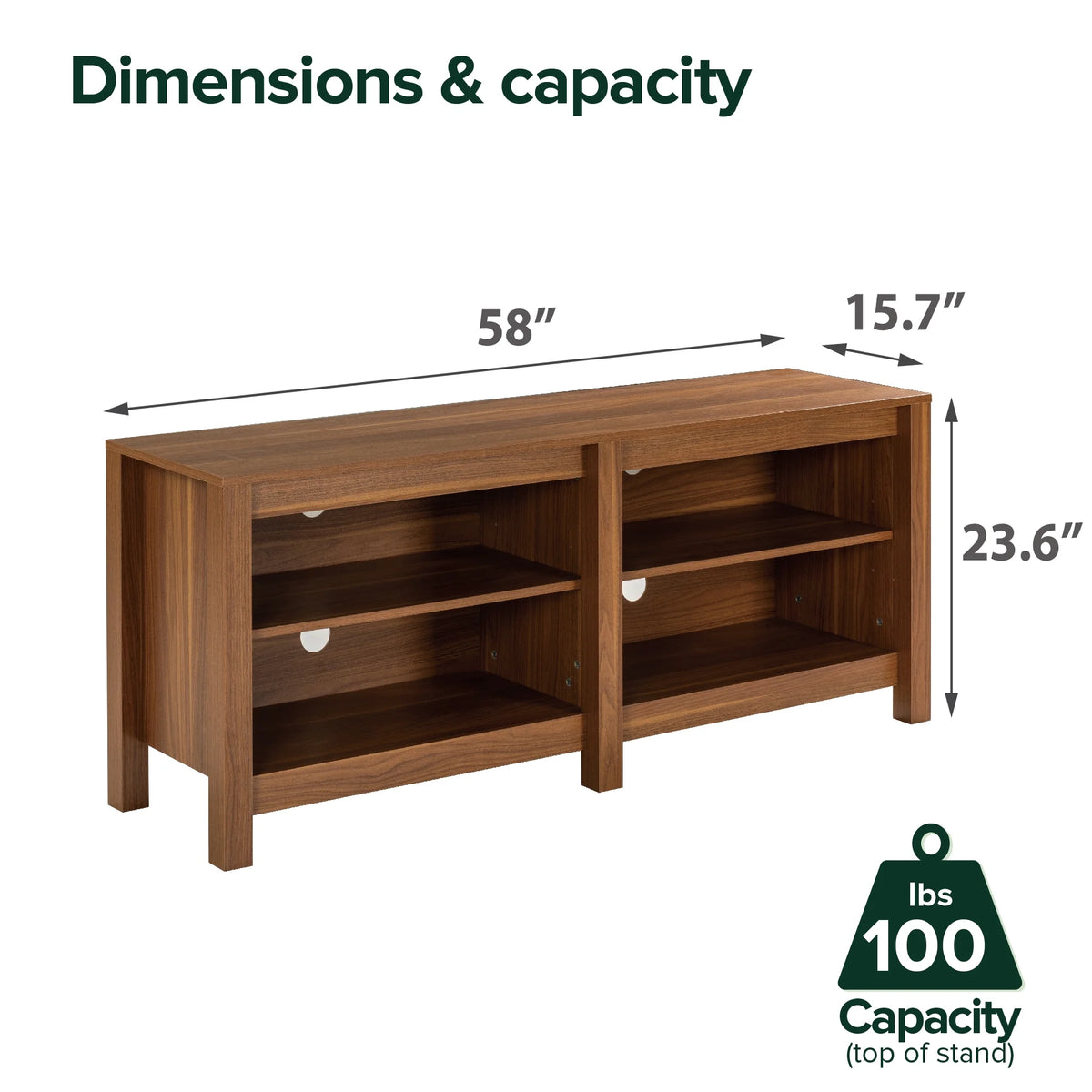 Zinus Camden TV Stand for TVs up to 65", Espresso