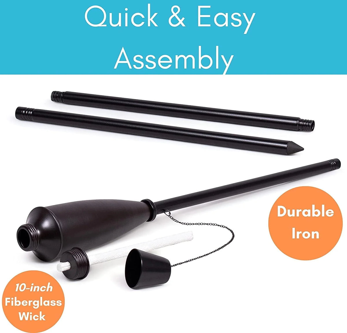 BirdRock Home 4 Pack Outdoor Garden Torches - Oil Rubbed Bronze