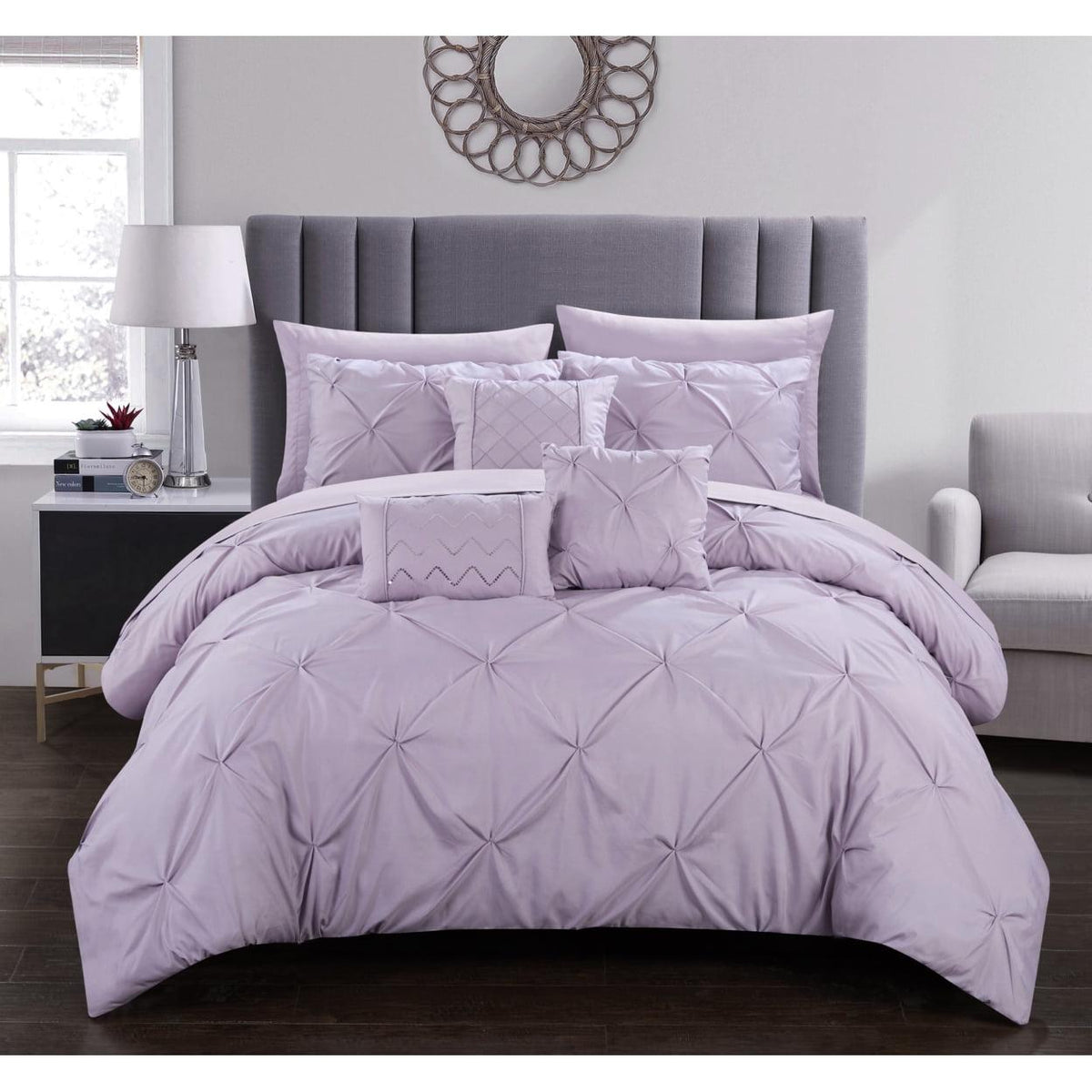 Alvatore Pinch Pleated Bed in a Bag Comforter Set