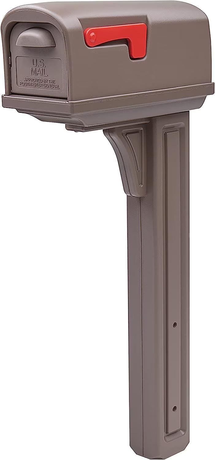 Architectural Mailboxes Classic Plastic Mailbox and Post Kit, GCL100MAM, Mocha