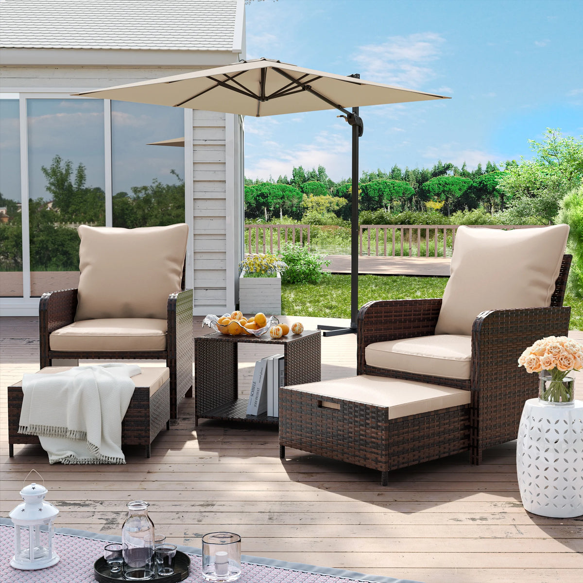 UDPATIO Balcony Furniture 5 Piece Patio Furniture Set, Outdoor Patio Chair , Dark Grey