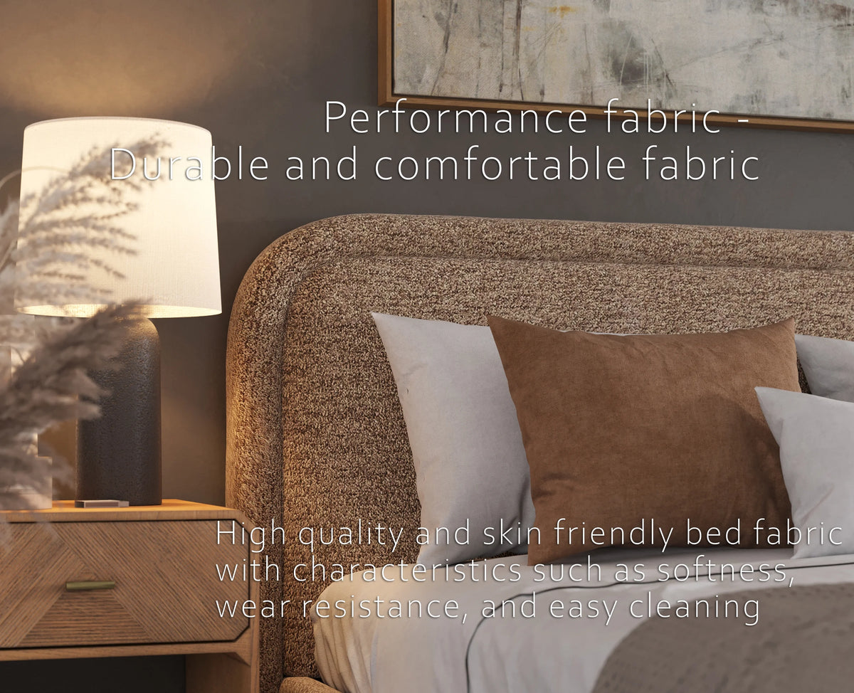 Modern Upholstered Platform Bed with Lift-Up Storage, Headboard, Wood Slats, Noise-Free