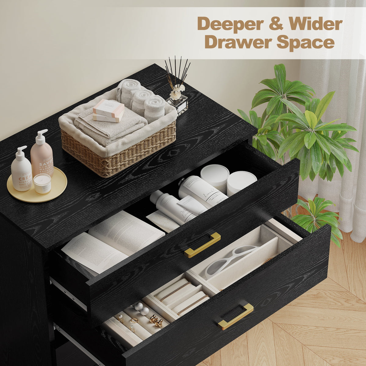 White 4-Drawer Wood Dressers for Bedroom