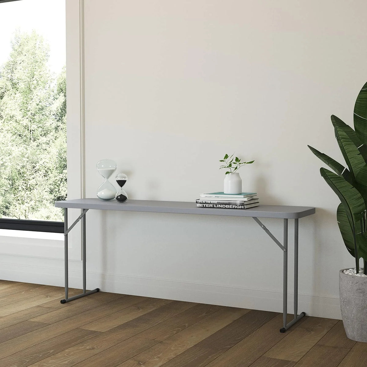 ZIRAV  6' Rectangular Plastic Folding Table, Long Plastic Foldable Table for Residential Indoor/Outdoor Events, White