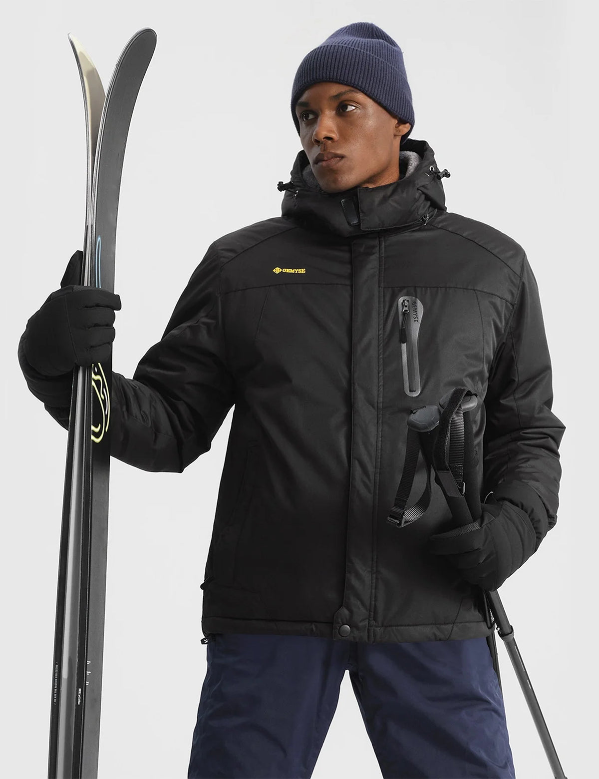 GEMYSE Mens Mountain Ski Snow Jacket Waterproof Windbreaker for Winter Rain(Graphite Grey, XL)