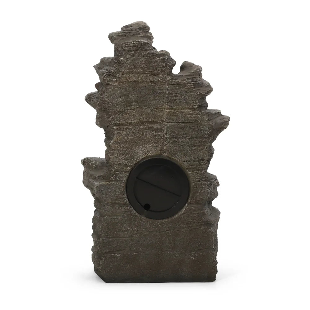 Holaki 23.5" H Outdoor Fountain,4-Tire Waterfall Flow Floor Fountain with LED Light for Patio,Gadern,Backyard,Art Home Decoration,Light Brown