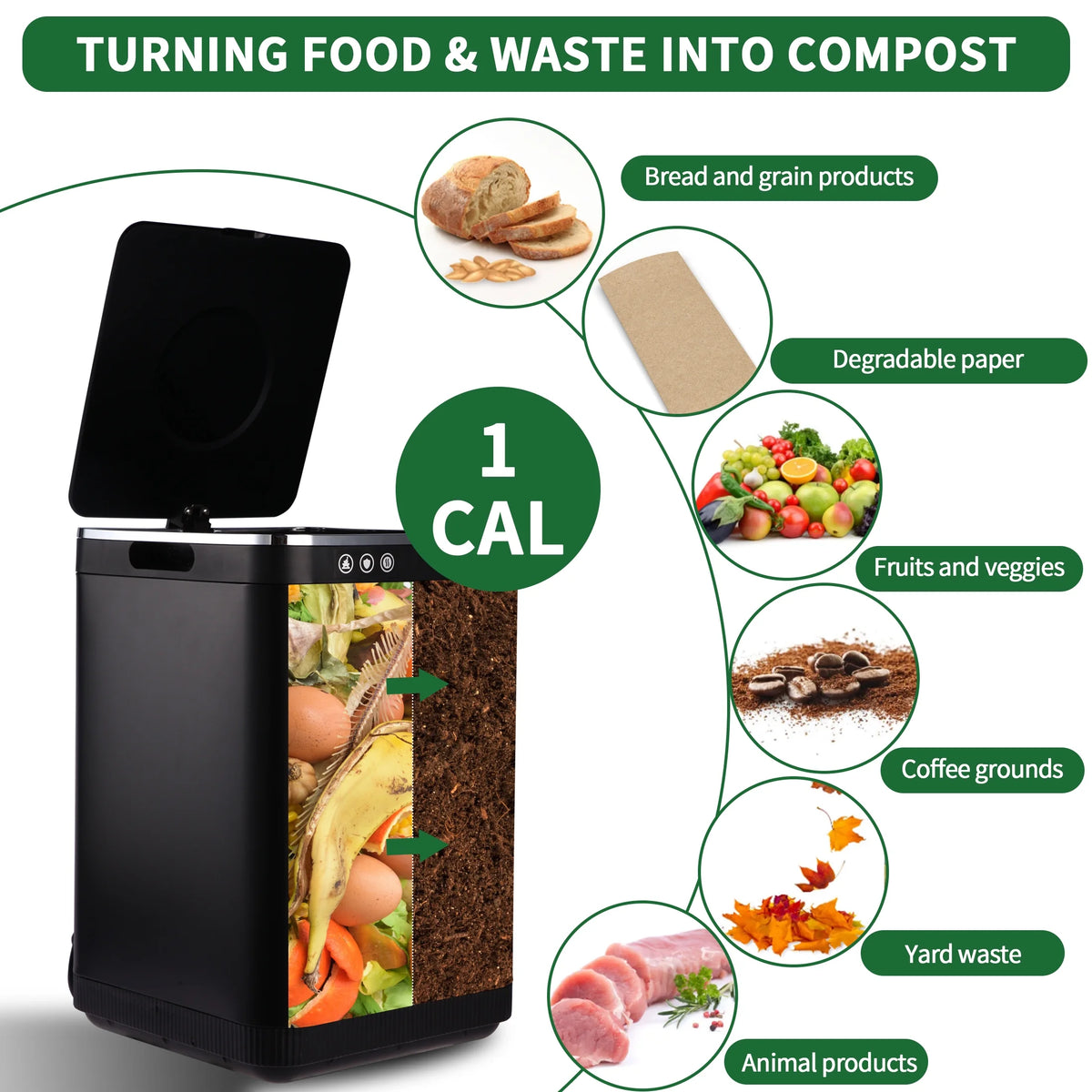 KEEPEEZ 4L  Large Capacity Odoroster for Kitchen,Turn Food Waste to Fertilizer for Garden, Food Waste Compost Machineless Quiet Electric Comp