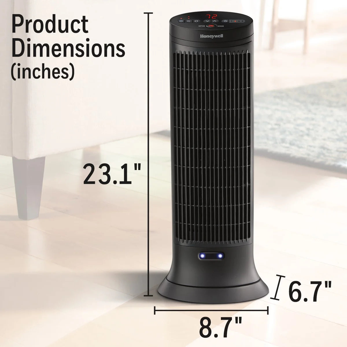 Honeywell Digital Ceramic Tower Heater with Motion Sensor,  New, Black, HCE323V