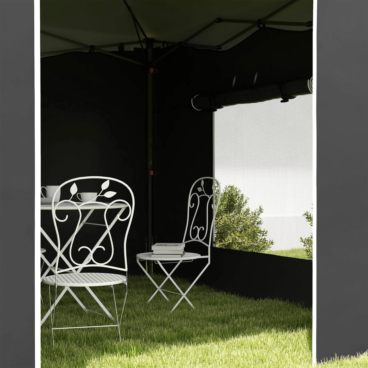 Outsunny 116.25 x 116.25 in Black Pop up Outdoor Canopies, Adjustable Height