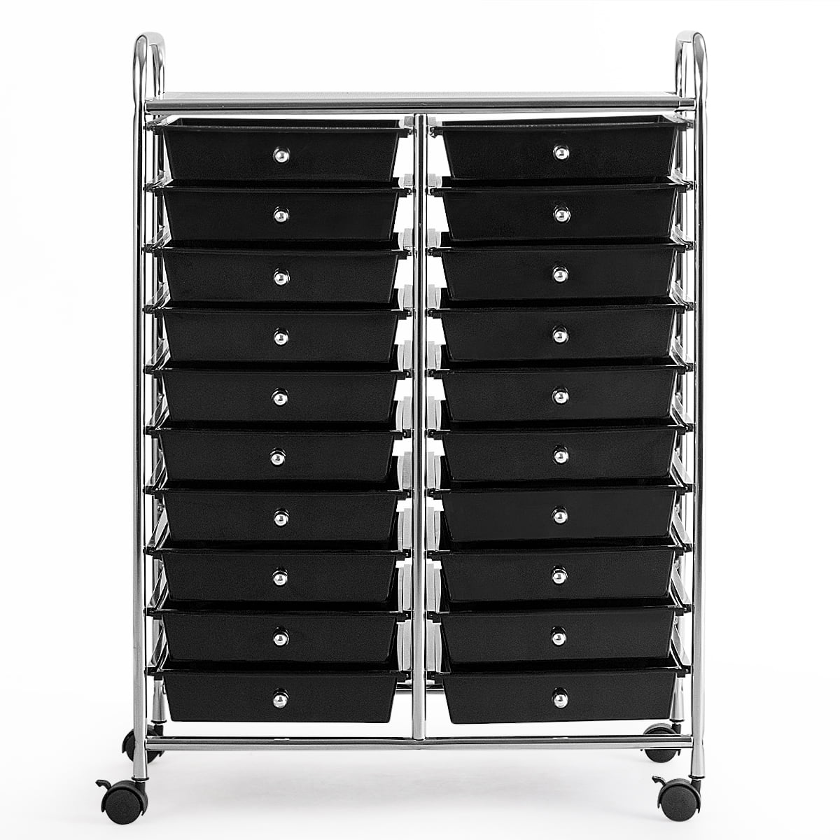 Costway 20 Drawer Rolling Storage Cart Tools Scrapbook Paper Office School Organizer Yellow
