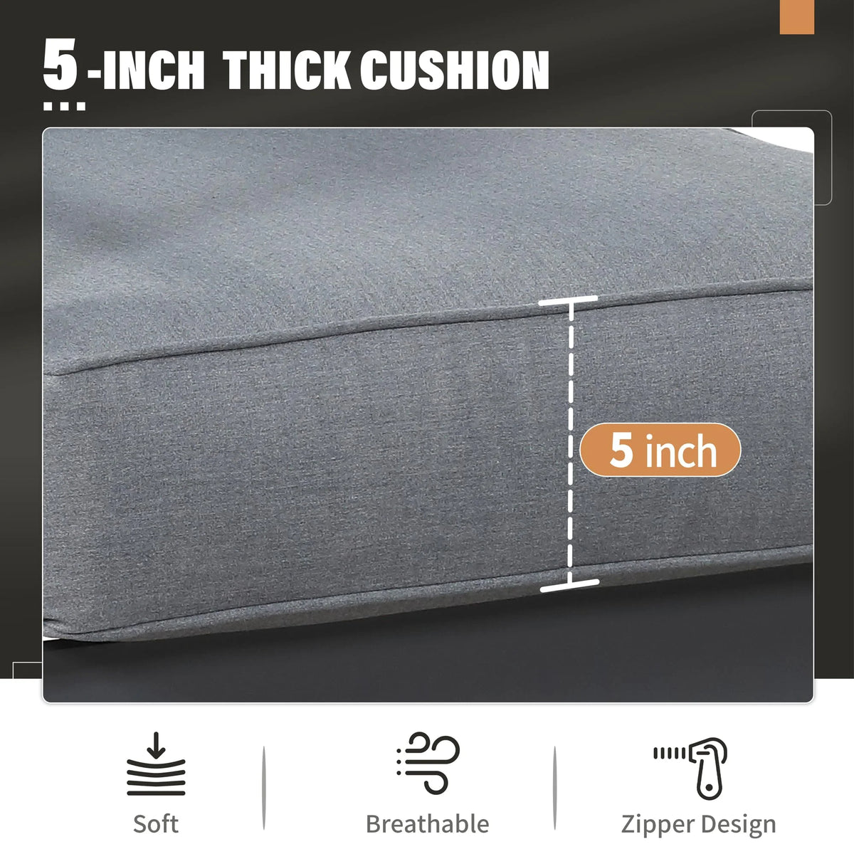 CozyHom 5 Pcs Outdoor Patio Aluminum Furniture Sofa Sets, Outside Patio Conversation Couch Sets With Table&Cushions for Garden Porch, Gray