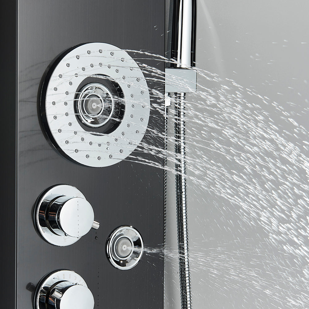 Shower Panel Tower System LED Rain&Waterfall Massage Jet Sprayer Stainless Steel