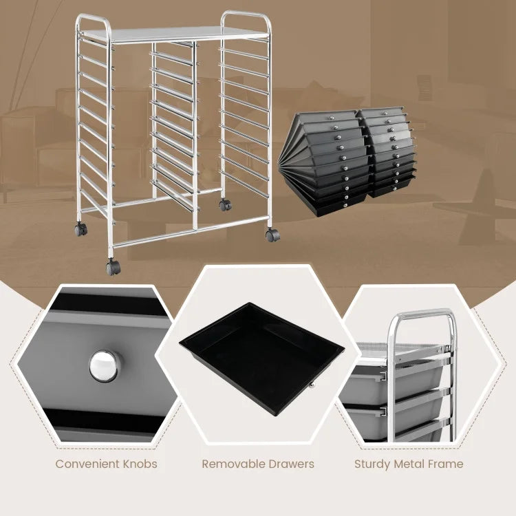 20 Drawers Rolling Storage Cart Studio Organizer
