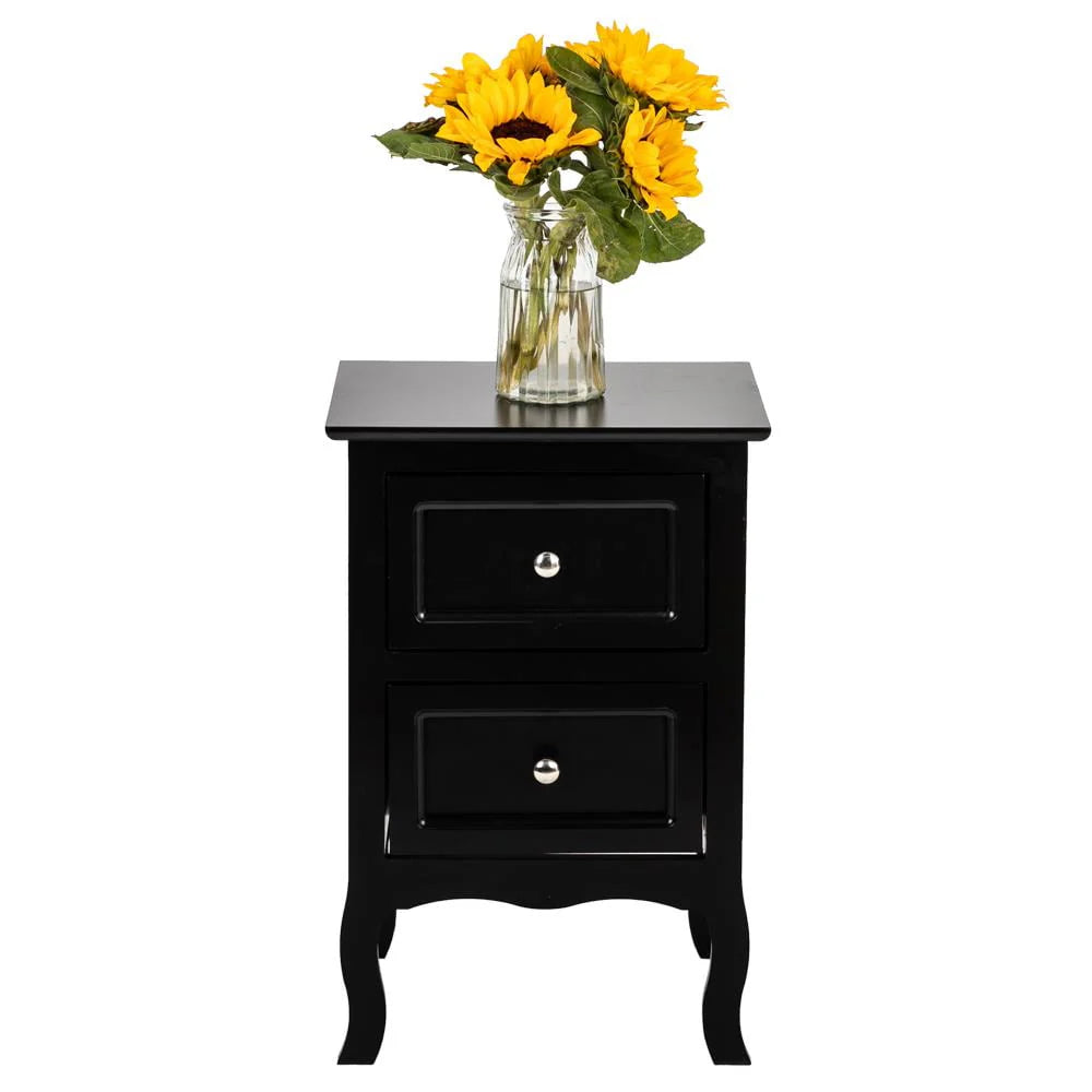 Ktaxon Nightstand,End Side Table Wooden Nightstand Bedroom Storage Cabinet with 2-Drawer,Country style Furniture