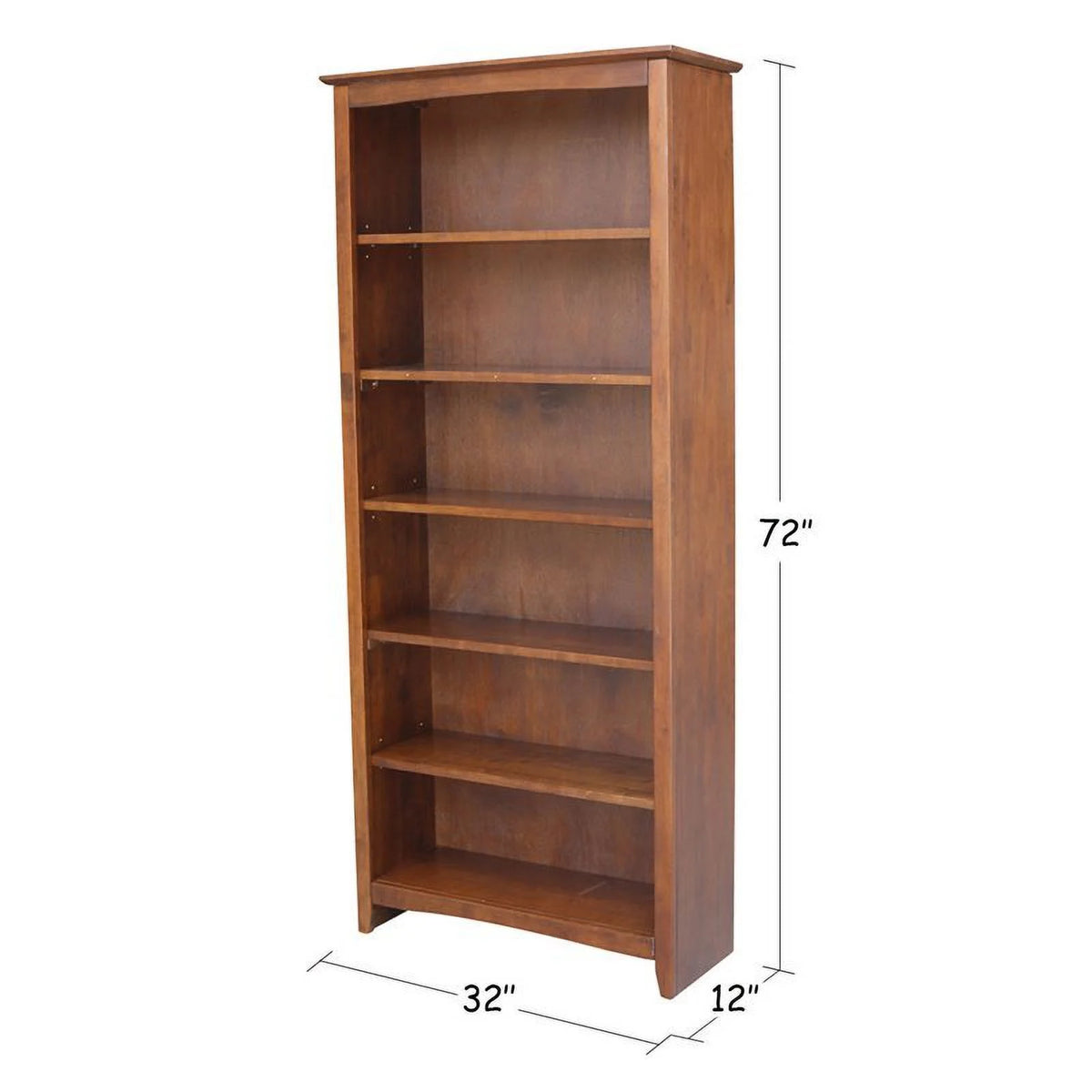 International Concepts Solid Wood Shaker Bookcase, 72 in H