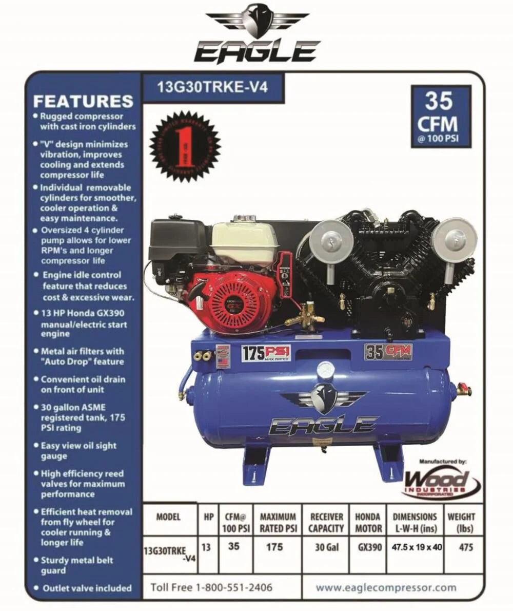 Eagle Compressor 30 Gallon Air Compressor Truck Mount