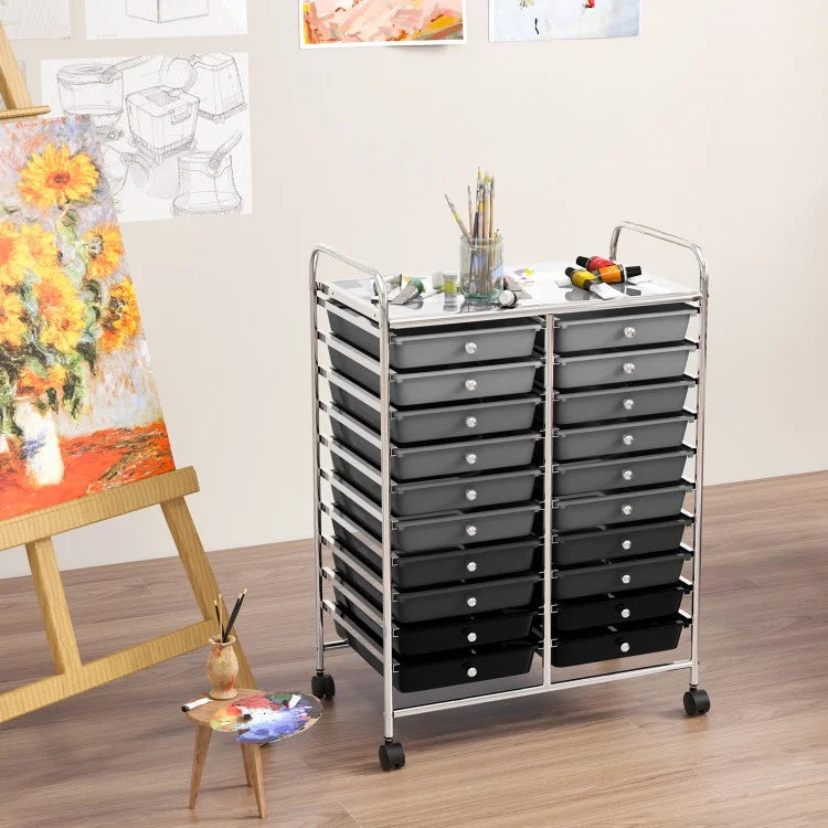 20 Drawers Rolling Storage Cart Studio Organizer