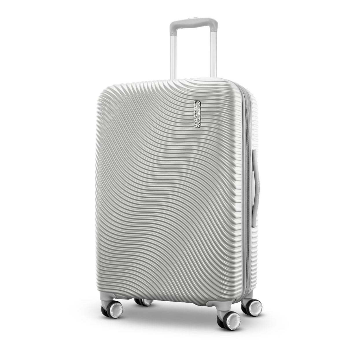 American Tourister Color Waves Medium Checked Suitcase with Spinner Wheels - Silver