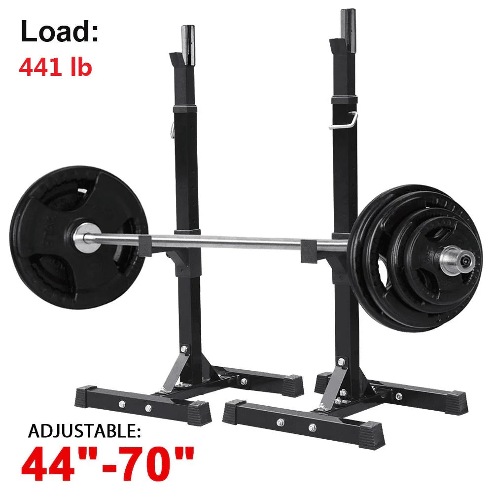Yaheetech 2 Pieces Adjustable Rack Standard Solid Steel Squat Stands Barbell Free Press Bench