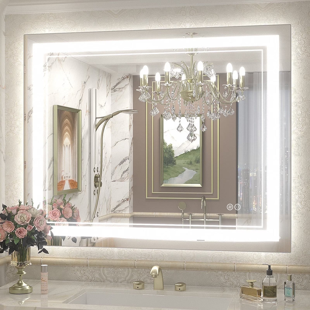 Frameless Frontlit LED Anti-fog Bathroom Vanity Mirror 96x36 inch