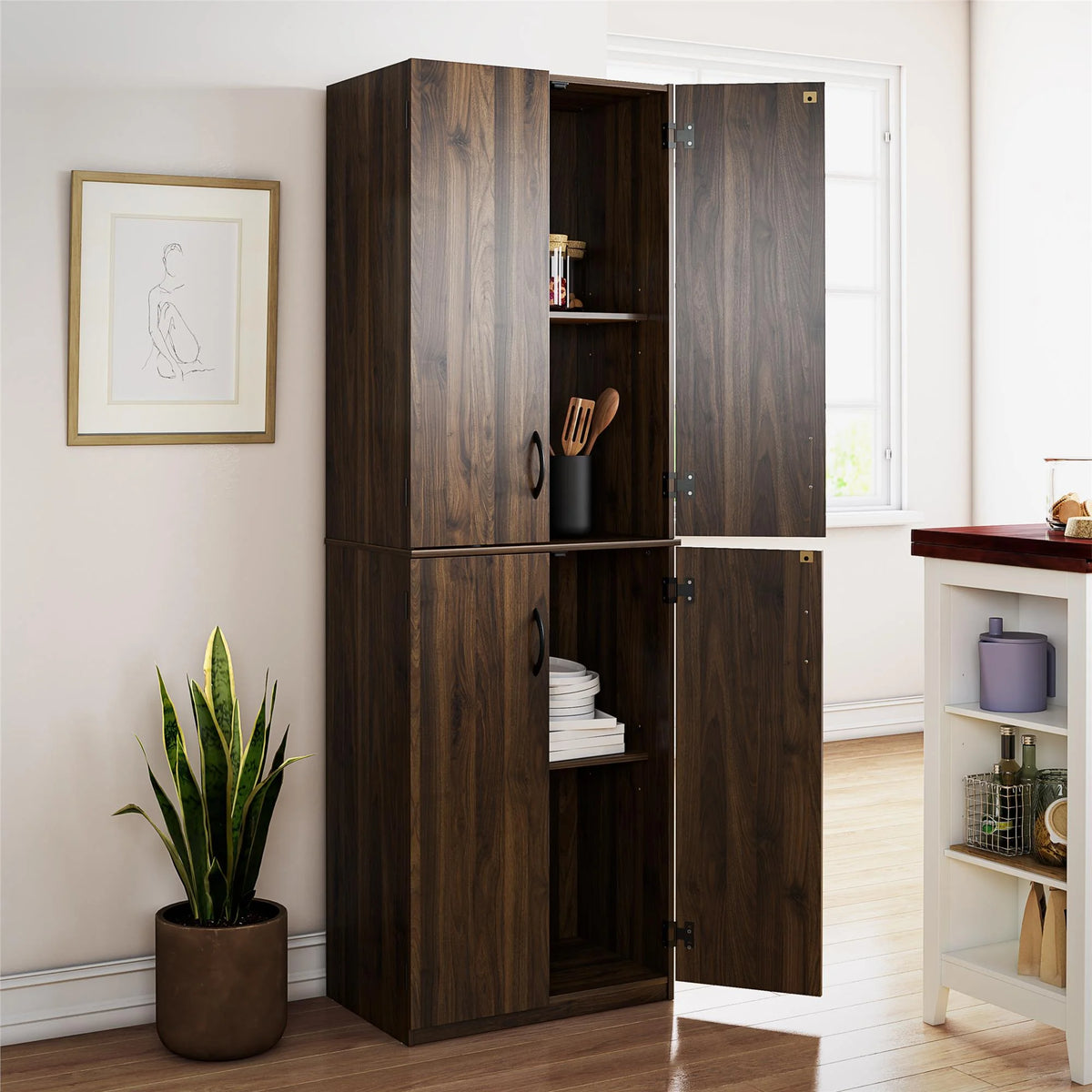 Mainstays 72" 4-Door Storage Cabinet, Espresso