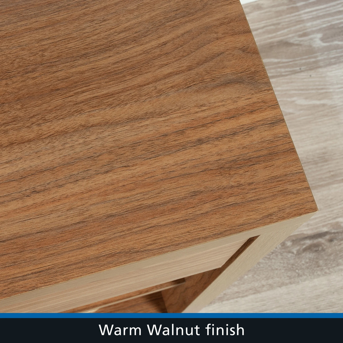 Mainstays Westley Adjustable Shelf Desk with Gaming Headphone Hook and Cable Management, Warm Walnut Finish
