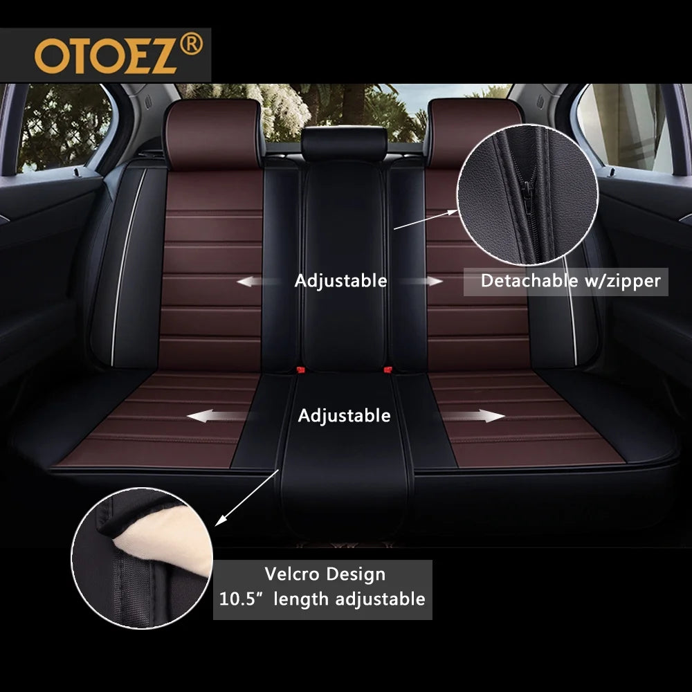 OTOEZ Leather Car Seat Cover Universal 5 Seats Full Set Front Rear Seat Protector