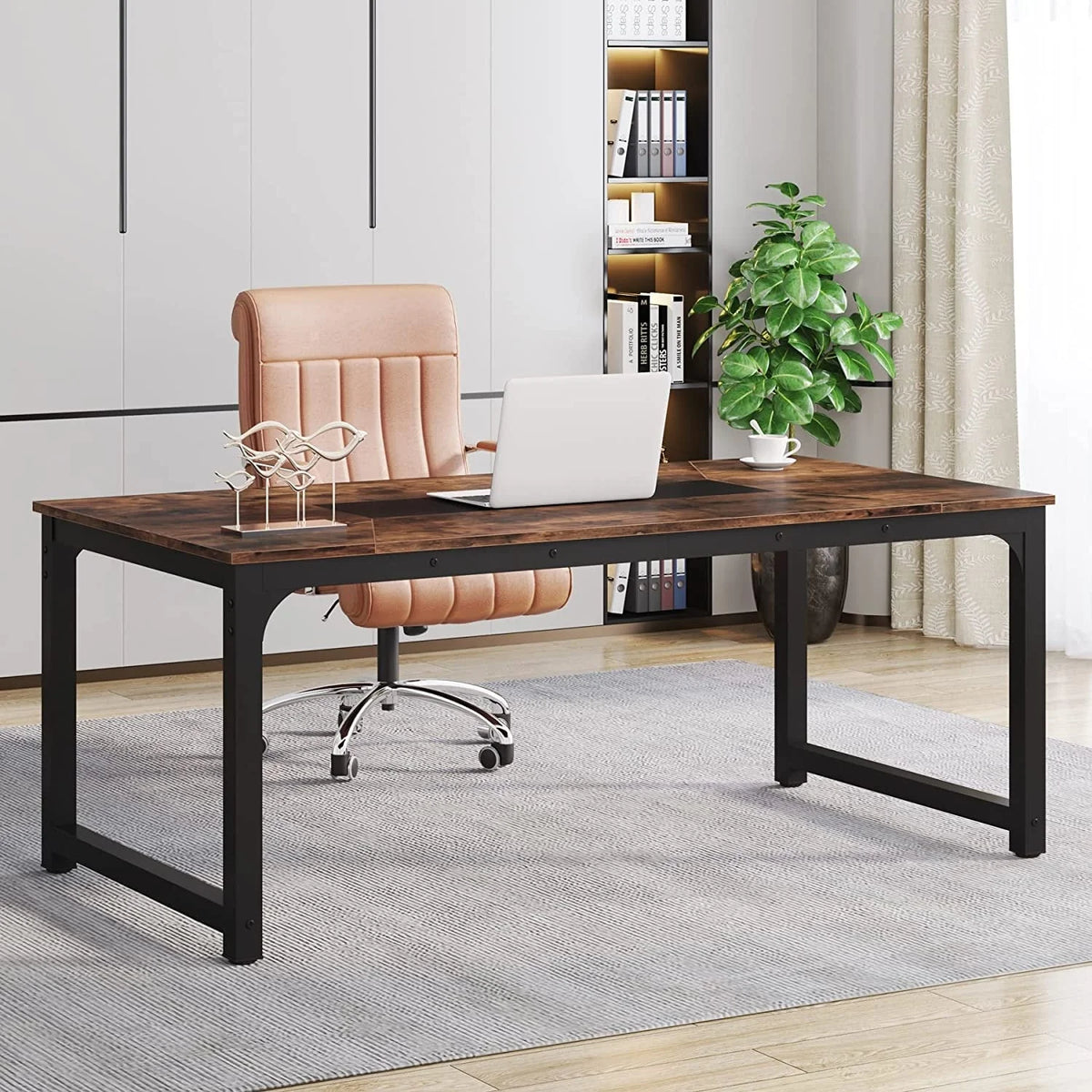 Large Simple Computer Desk Office Computer Table Writing Table for Home Office 63" L x 31.5" W x 29.5" H - Off White