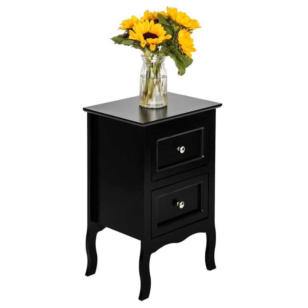Ktaxon Nightstand,End Side Table Wooden Nightstand Bedroom Storage Cabinet with 2-Drawer,Country style Furniture