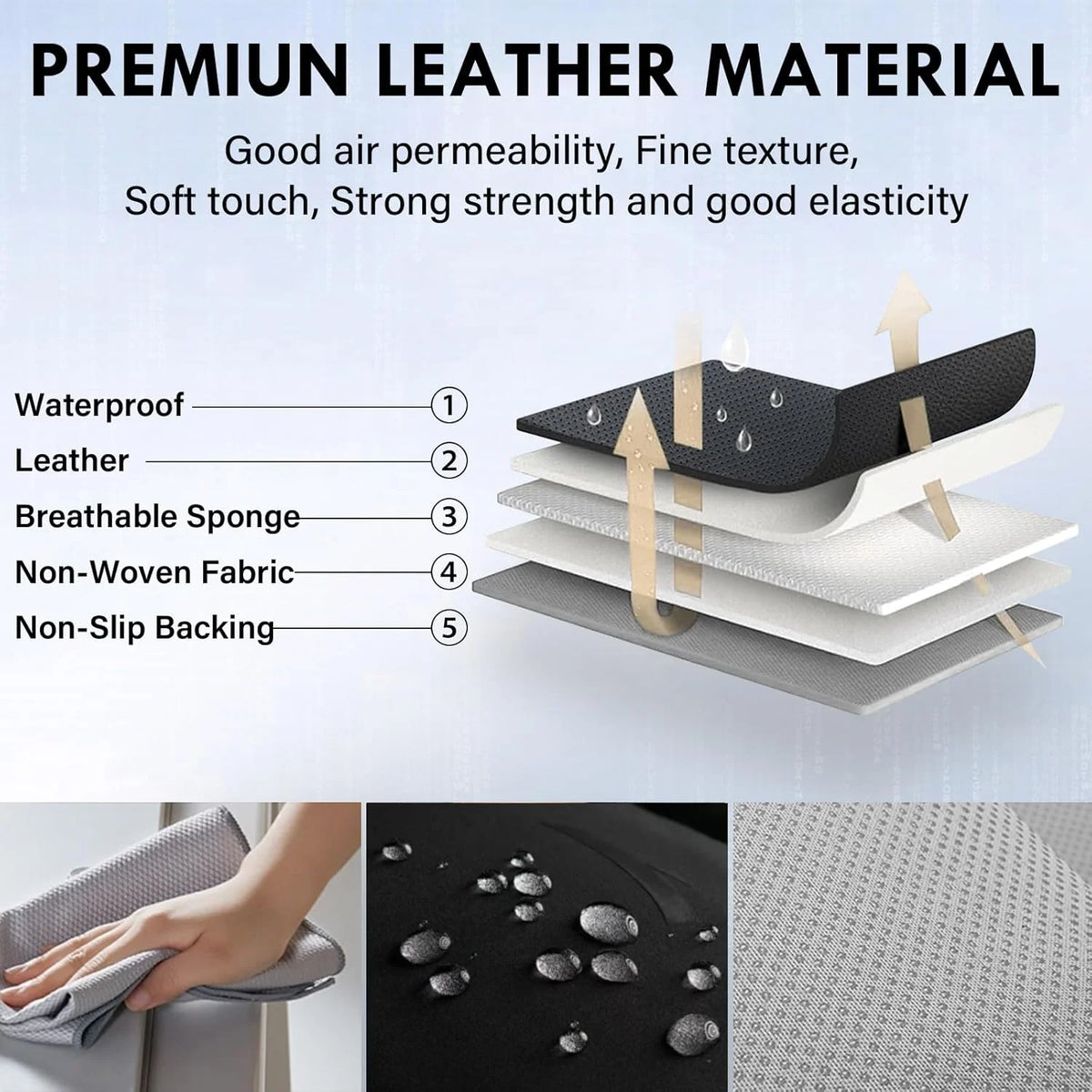 Coverado Black Front Car Seat Covers, Stylish Waterproof Premium Leather Automotive Seat Protectors, Airbag Compatible Auto Interior Accessories Universal Fit for Most Cars SUV Pick-up Trucks
