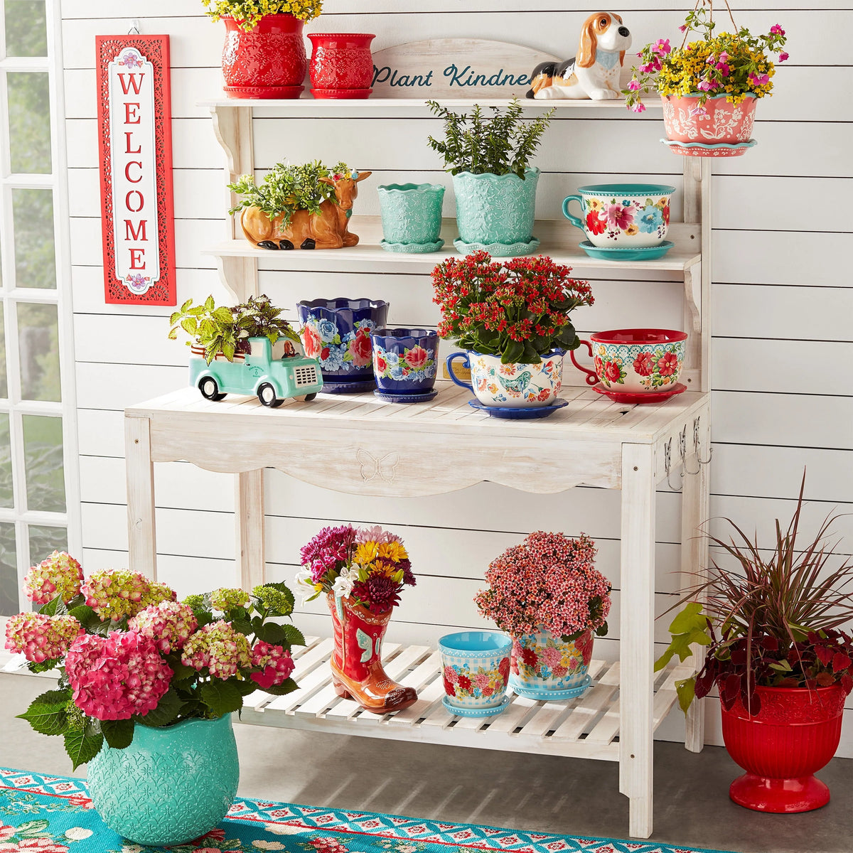 The Pioneer Woman Embossed Timeless Geo Red Planter, 6 in, Stoneware