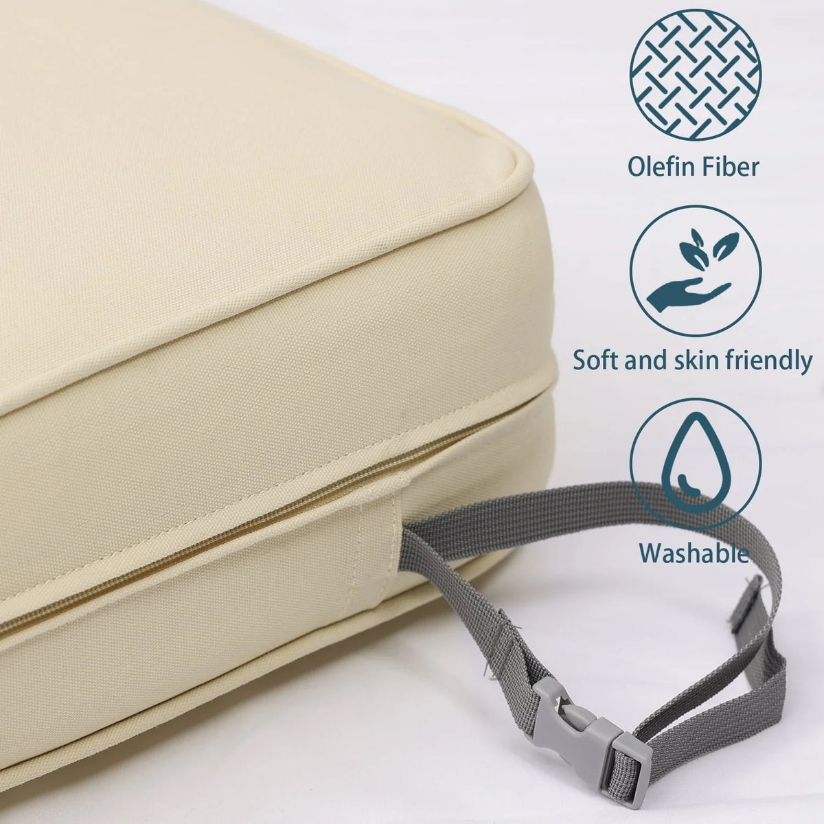Aoodor 25�?x 25�?Patio Furniture Outdoor Deep Seat Cushion Beige(2 Back 2 Seater 2 Pillow )