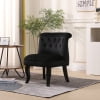 Modern Velvet Dining Chair with Solid Wood Legs, Tufted Vanity Chairs with Back, Accent Chair with Wood Frame, Single Sofa Chair for Bedroom, Living Room, Office, Study Room, Black