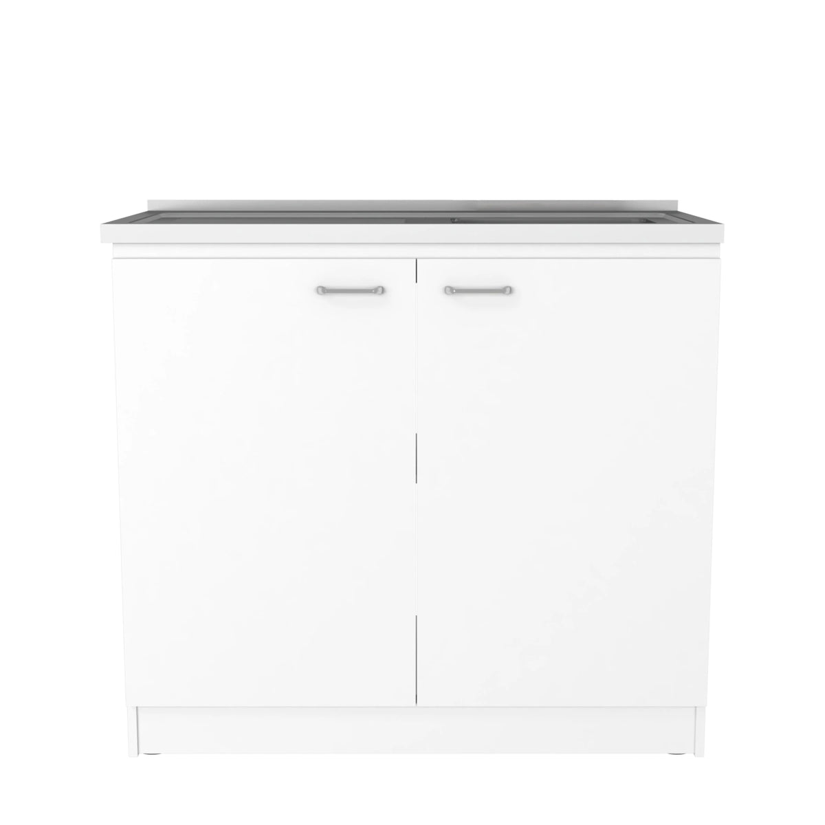 Phoenix 2 Piece Kitchen Set, Cala Kitchen Island + Napoles Utility Sink, White /Onyx