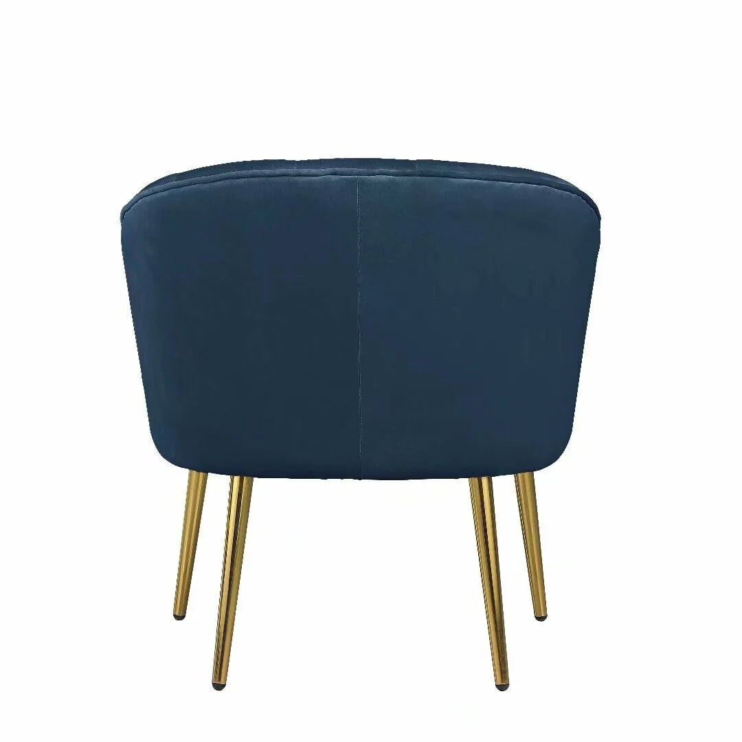 Manufacturer Name Morden Fort Glam Velvet Barrel Carter Chair with Golden Legs Blue