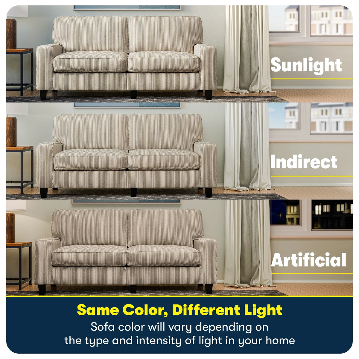 Serta Palisades 61" Track Arm Sofa Loveseat with Removable Covers Beige